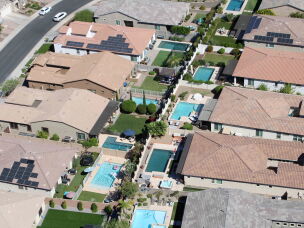 Homes with swimming pools in the Phoenix area on March 26, 2026. Cities in Central Arizona will be among the hardest hit by mandatory cuts to demand for Colorado River water.