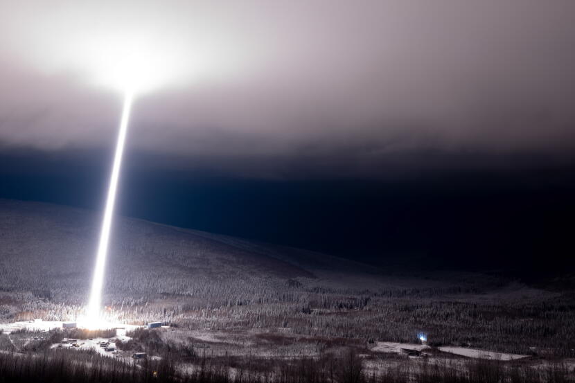 NASA's DUST III rocket launches from the Poker Flat Research Range north of Fairbanks on Oct. 19, 2026.