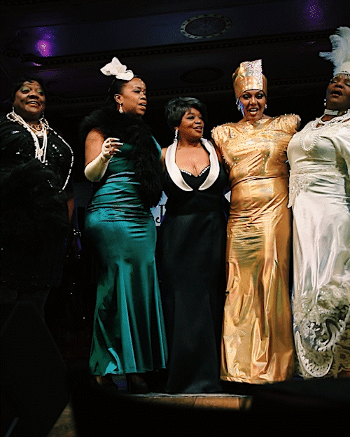 Thornetta Davis as Bessie Smith (from left), Sky Covington as Billie Holiday, Veronique Musique as Nancy Wilson, Lady Vonne as Phyllis Hyman and Lucretia Sain as Lottie 'The Body' Tatum-Graves-Claiborne close the show.