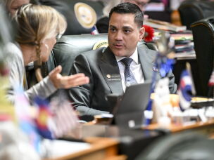 Colorado Democratic state Rep. Sean Camacho attends the General Assembly at the Colorado state Capitol in 2025. He invited Montoya to provide input on an AI chatbot protection bill he was sponsoring, but his office never contacted her.
