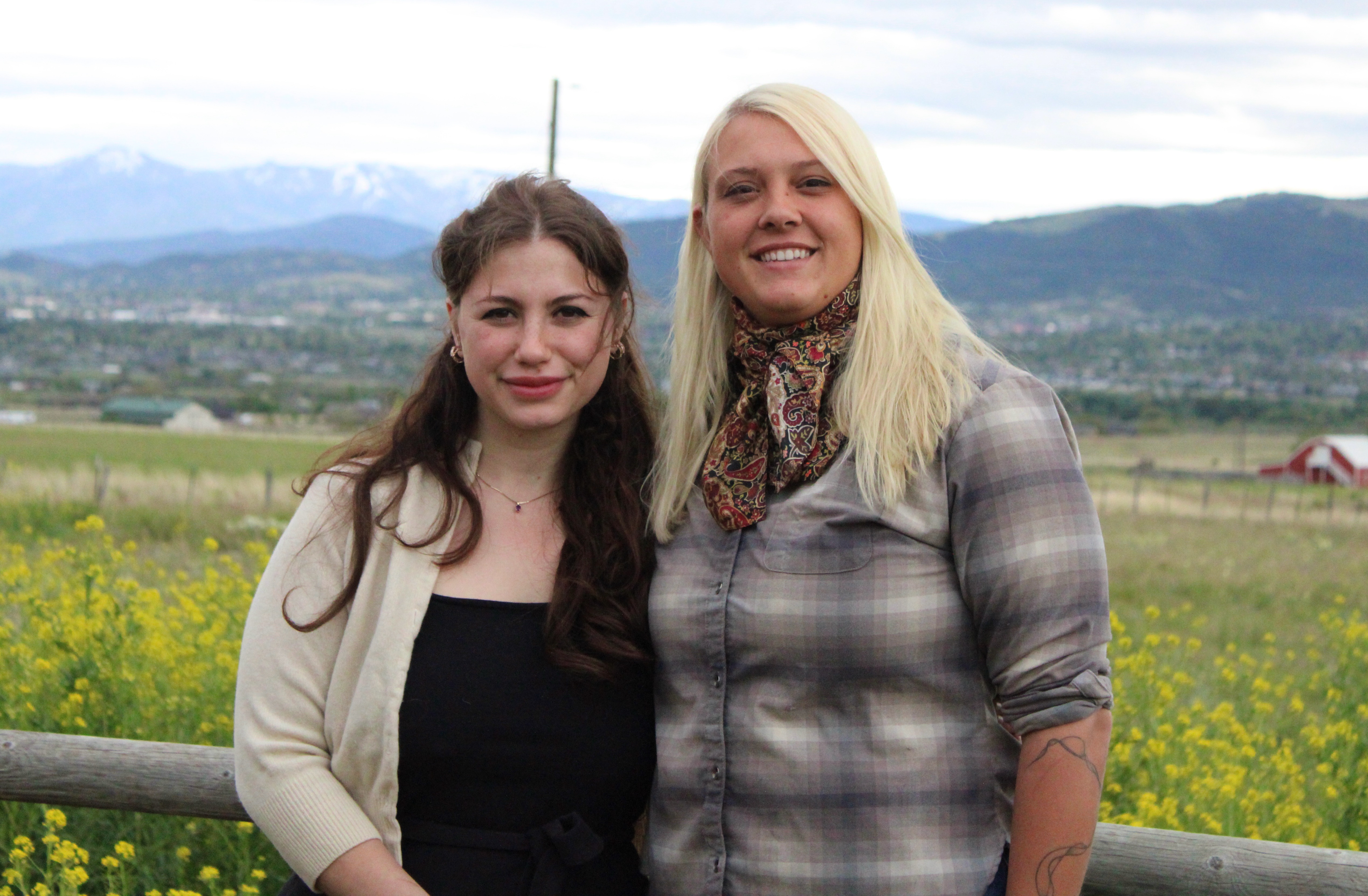 Sophia Ferst (left) and her wife, Madison Bethke, outside of Helena, Montana. After <em>Roe v. Wade </em>was overturned, Ferst decided to get sterilized. She is one of many people under 30 now seeking permanent contraception. 