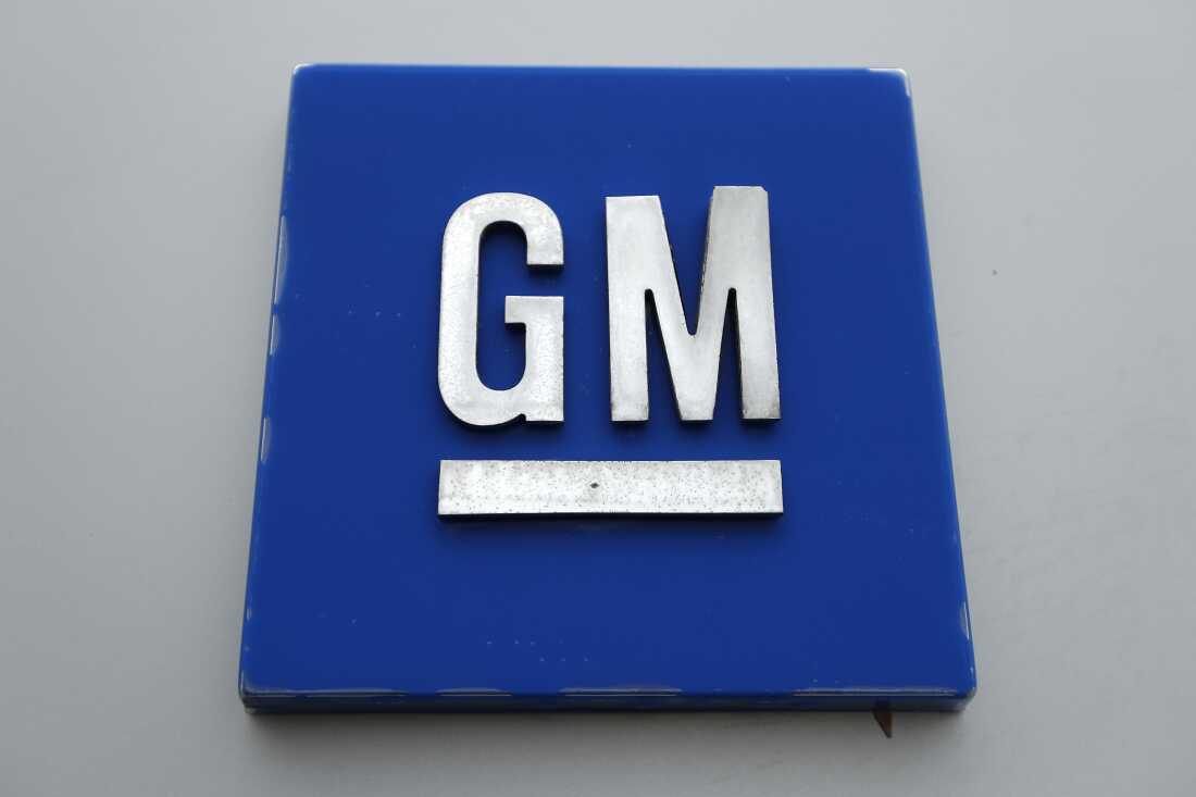 A General Motors logo is seen at the General Motors Detroit-Hamtramck Assembly plant in Hamtramck, Mich. on Jan. 27, 2020.