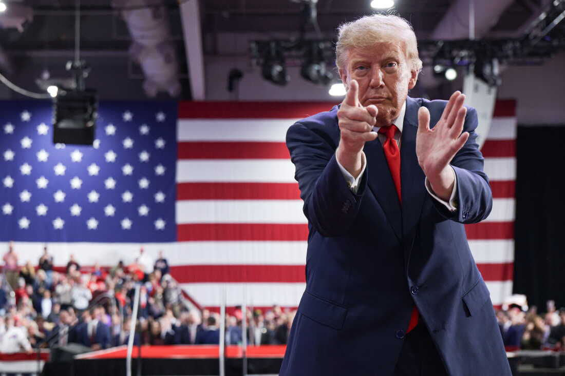 President Trump leaves the stage after speaking during an election rally at in Syracuse, New York on Oct. 9, 2026.