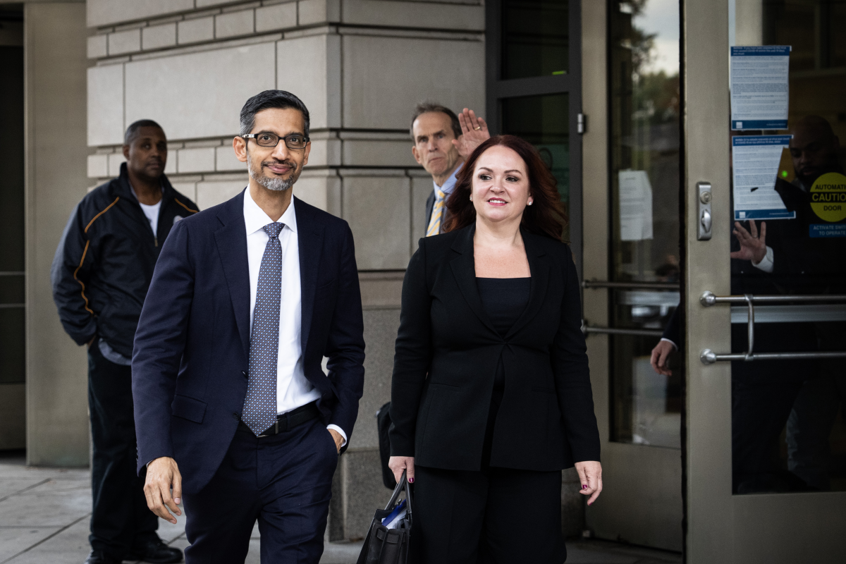 Google and Alphabet CEO Sundar Pichai departs federal court after testifying in October 2023 in Washington, DC. Pichai testified to defend his company in the original antitrust trial. Pichai is expected to testify again during the remedy phase of the legal proceedings.