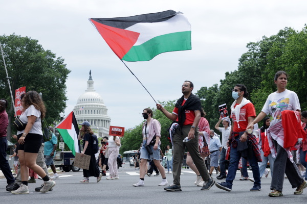 Activists participate in a pro-Palestinian protest near the U.S. Capitol on July 24. There were multiple demonstrations near the Capitol to protest Prime Minister Benjamin Netanyahu's visit to Washington.