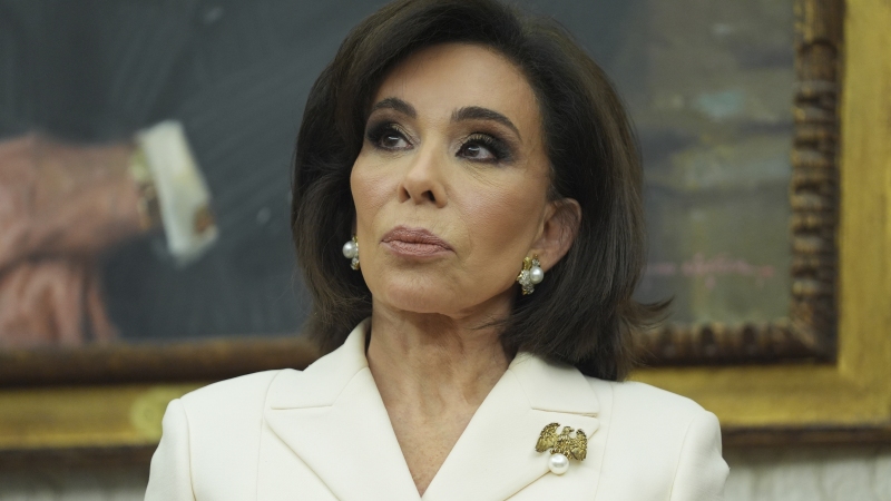 Interim U.S. Attorney General for the District of Columbia Jeanine Pirro listens to President Donald Trump speak during her swearing in ceremony, May 28, 2025, in Washington.