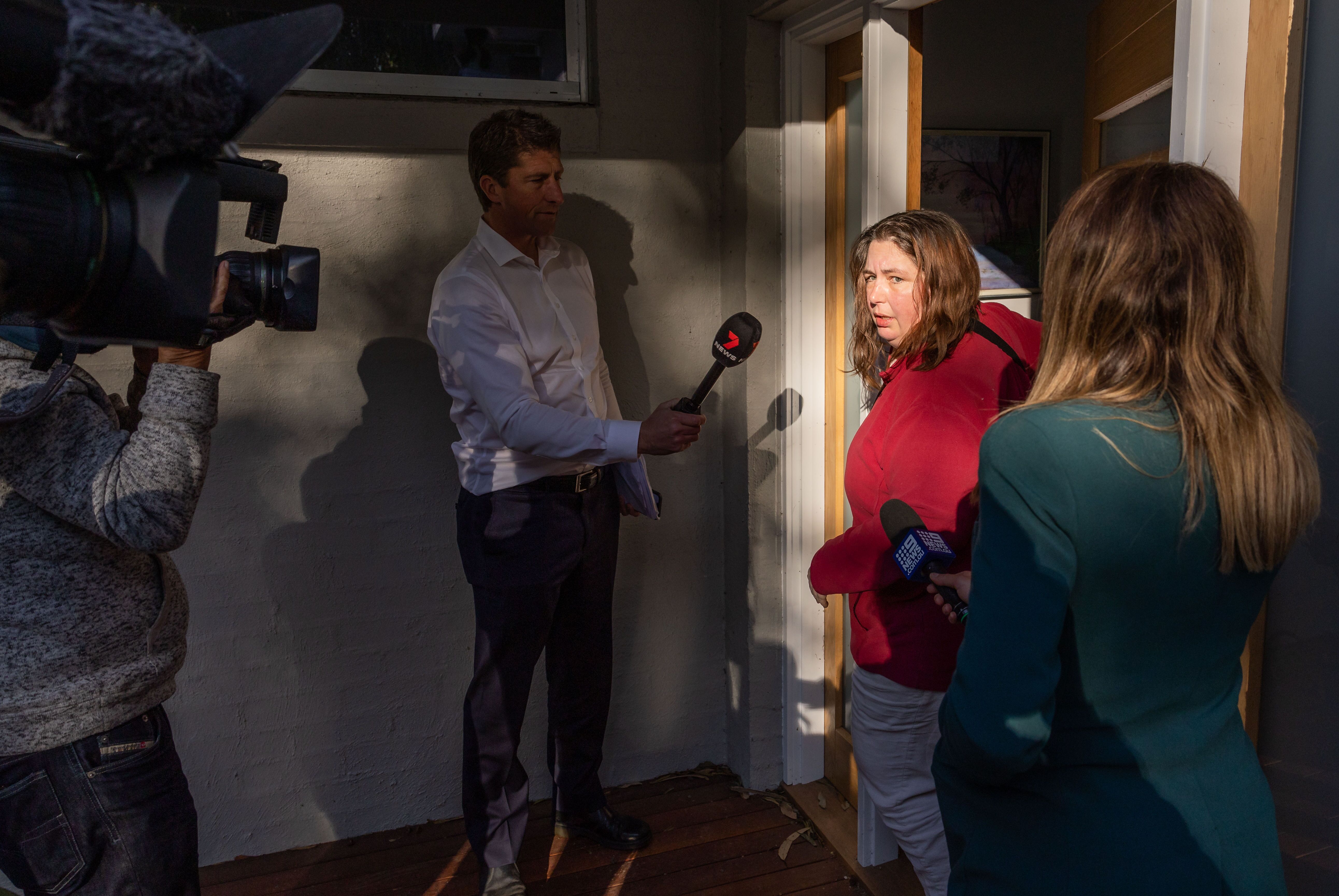 Erin Patterson speaks to media at her home in Leongatha, Victoria, in August 2023.