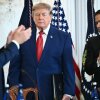 US President Donald Trump arrives to participate in a roundtable on the American mining industry at the US Department of State in Washington, DC.