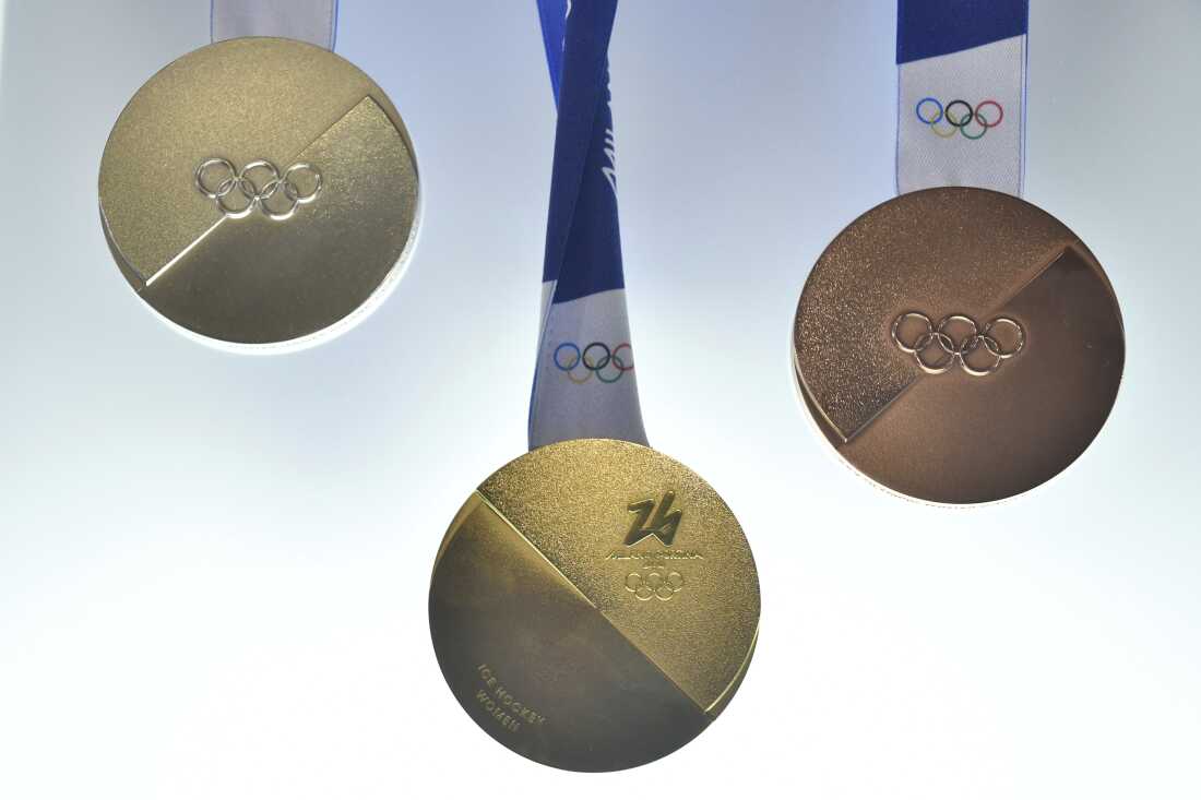 Milano Cortina 2026 Winter Olympics medals are displayed during the unveiling ceremony in Venice, Italy, on July 15.