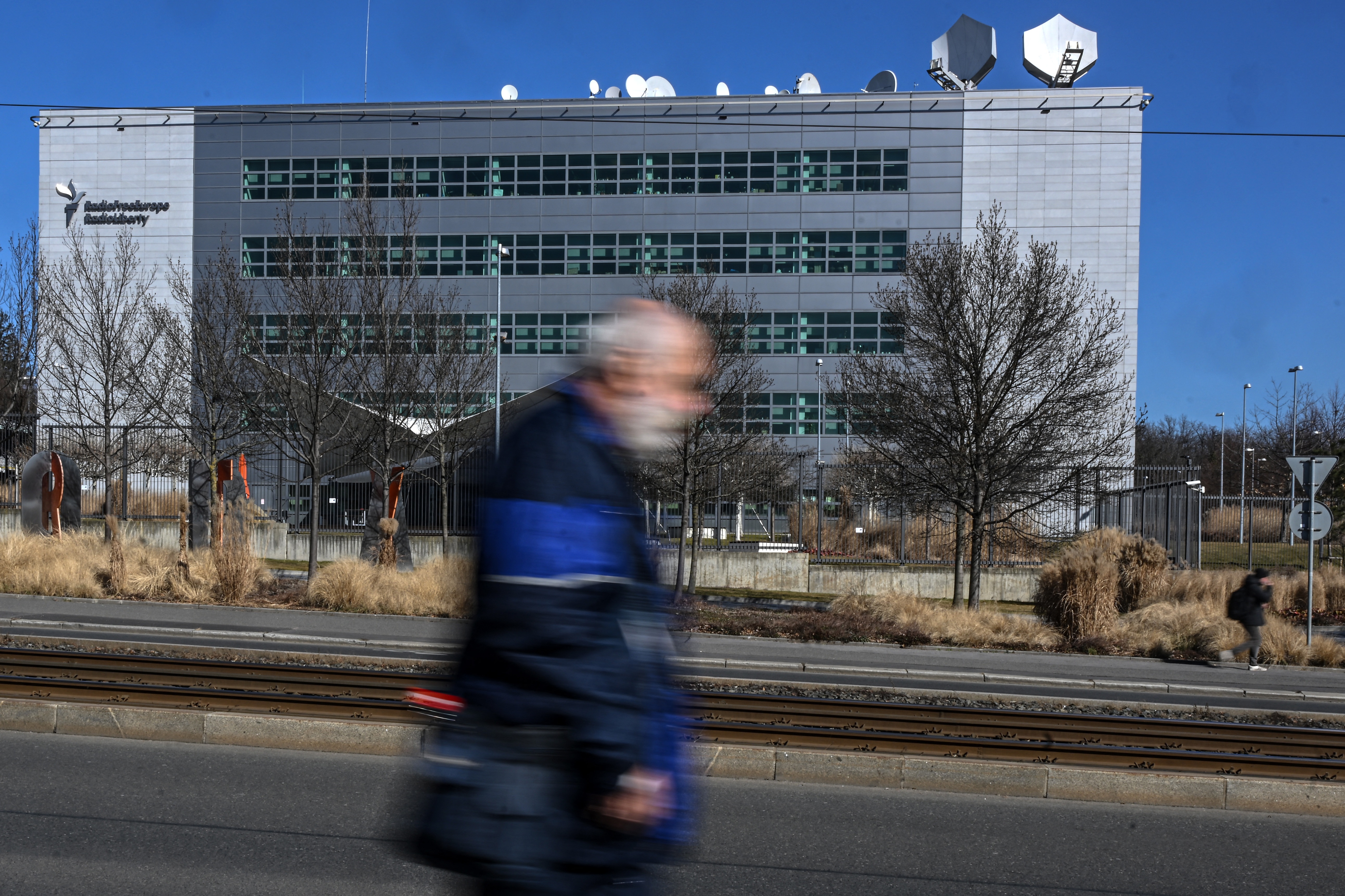 The headquarters of Radio Free Europe/Radio Liberty in Prague, Czech Republic, are seen on March 18.