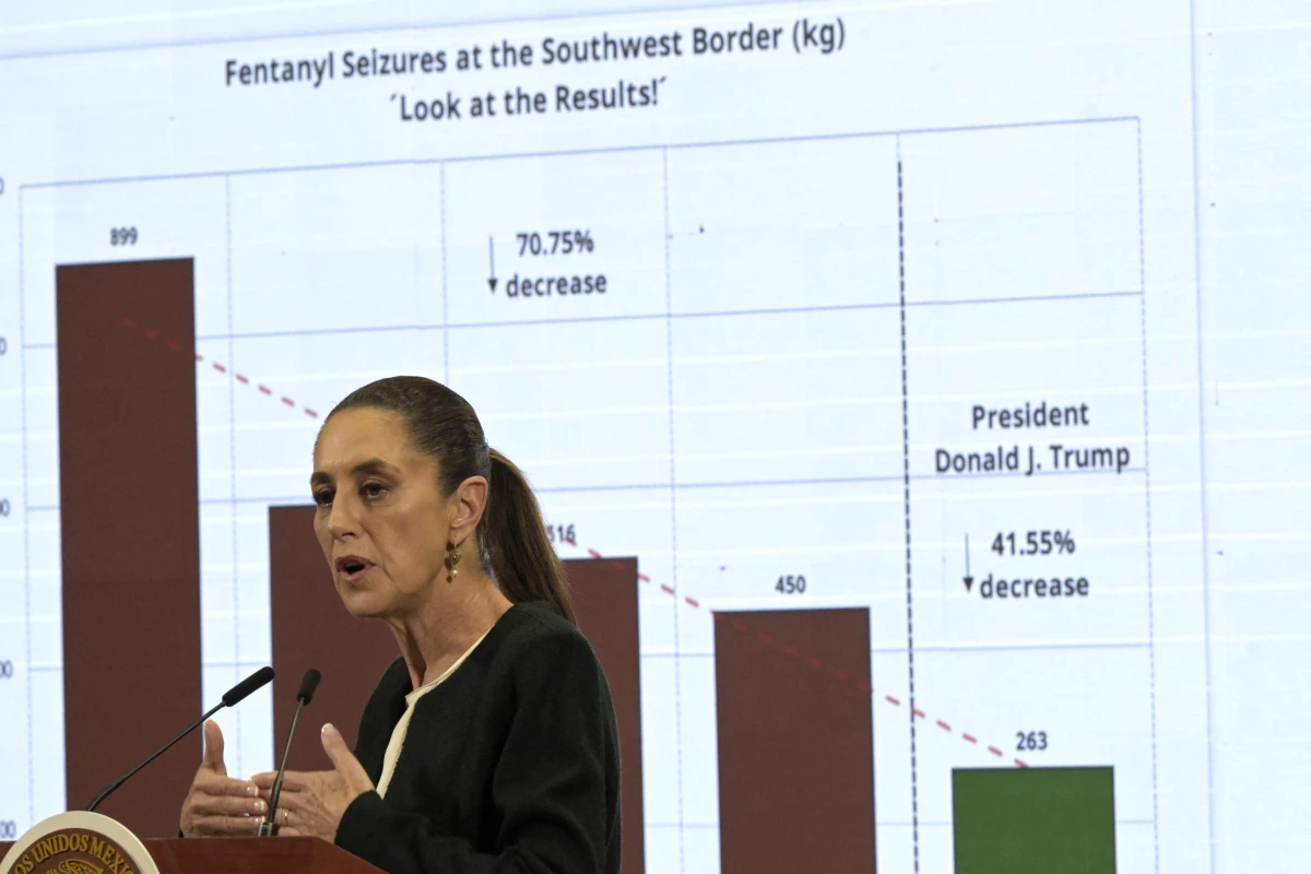 Mexico's President Claudia Sheinbaum speaks during her daily press conference at the National Palace in Mexico City on March 6, 2025.