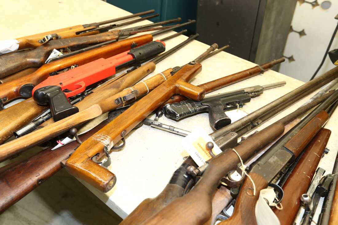 Guns handed into Victoria Police in Australia in 2017 as part of a round of weapons amnesty.