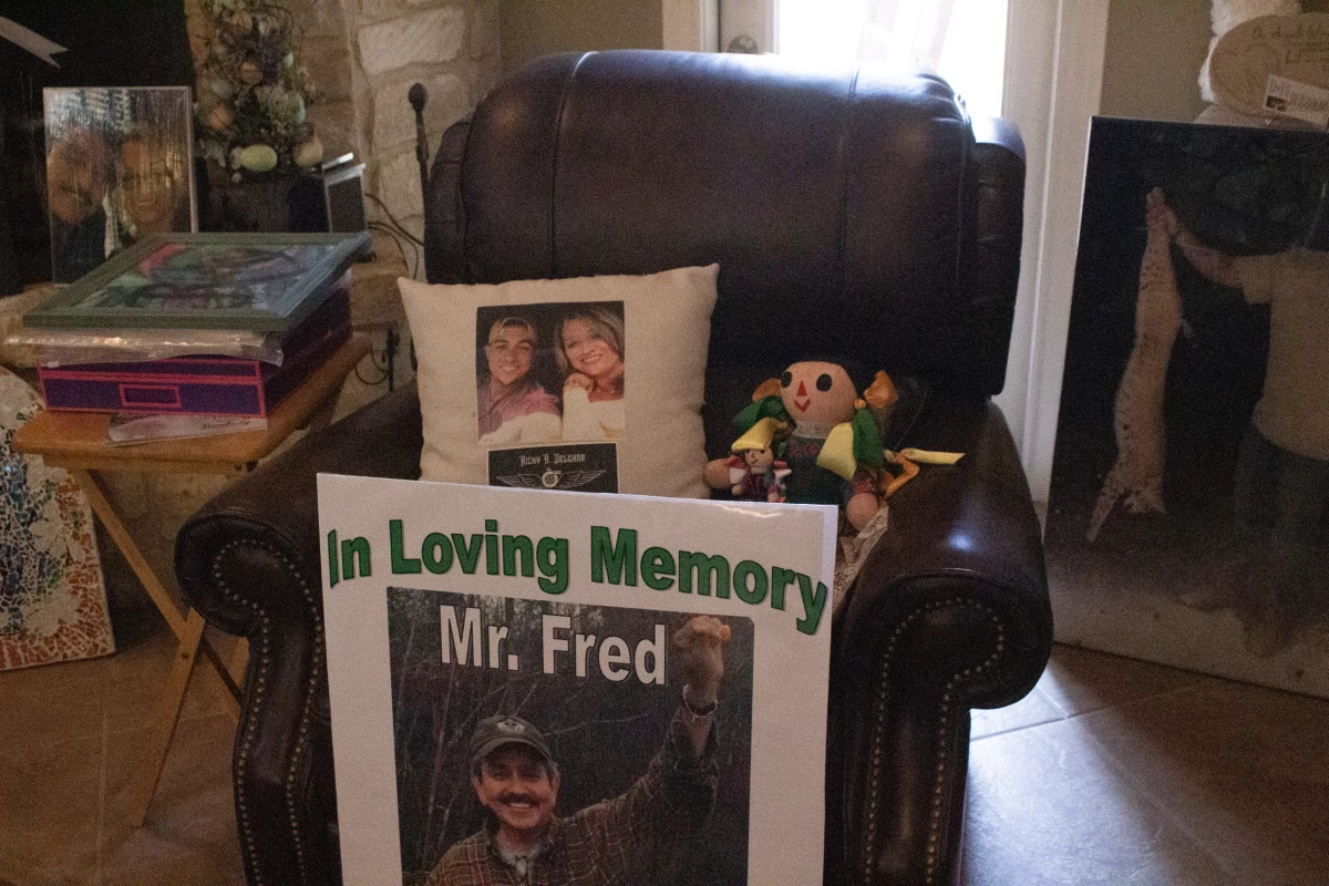 Margo Jimenez's home is full of mementos and memorials to her husband, Fred. He was known as 'Mr. Fred' to students and colleagues at the school where he worked.