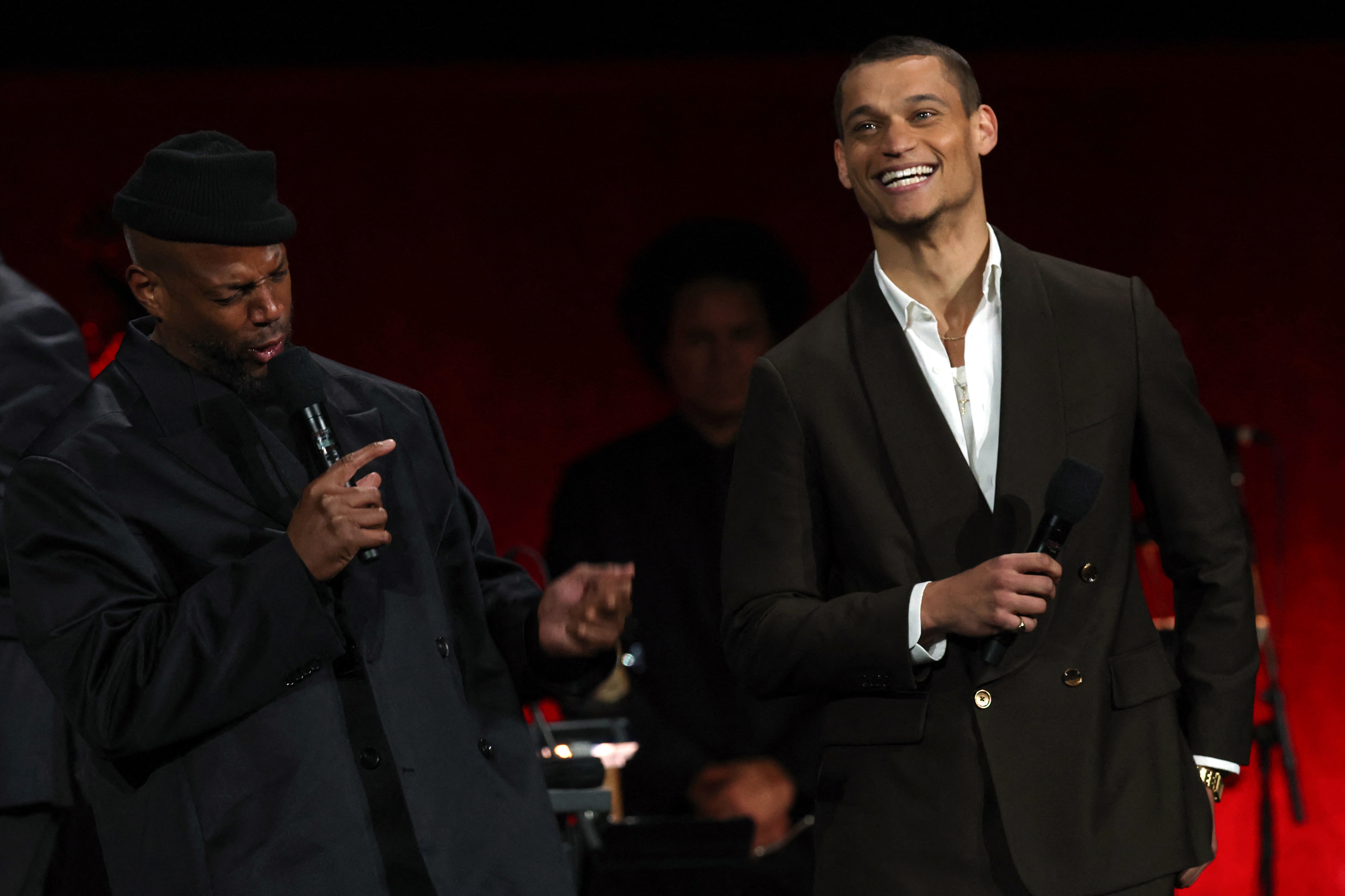 Marlon Wayans (left) and Tyriq Withers promoting <!-- raw HTML omitted -->Him<!-- raw HTML omitted --> during CinemaCon this summer.