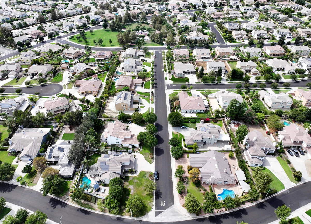 An aerial view of residential homes in Rancho Cucamonga, Calif., on Sept. 17.