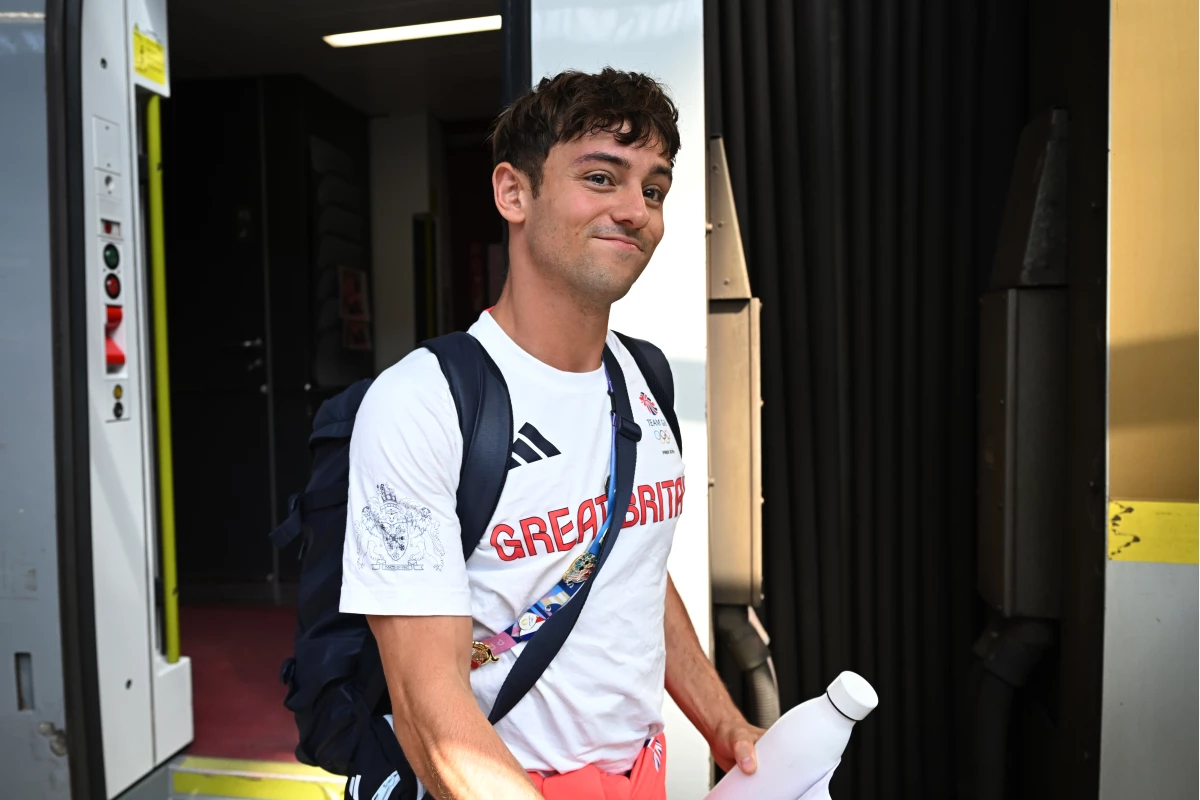Diver Tom Daley of Team GB arrives back in the United Kingdom at St. Pancras International Station on Monday in London.