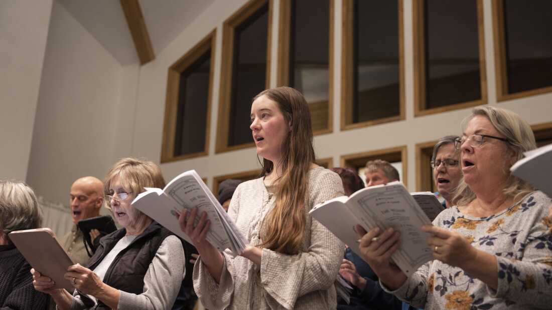 The North Fork Community Choir practices at the North Fork Baptist Church in Paonia, Colo., on Nov. 6 — the day after Election Day.