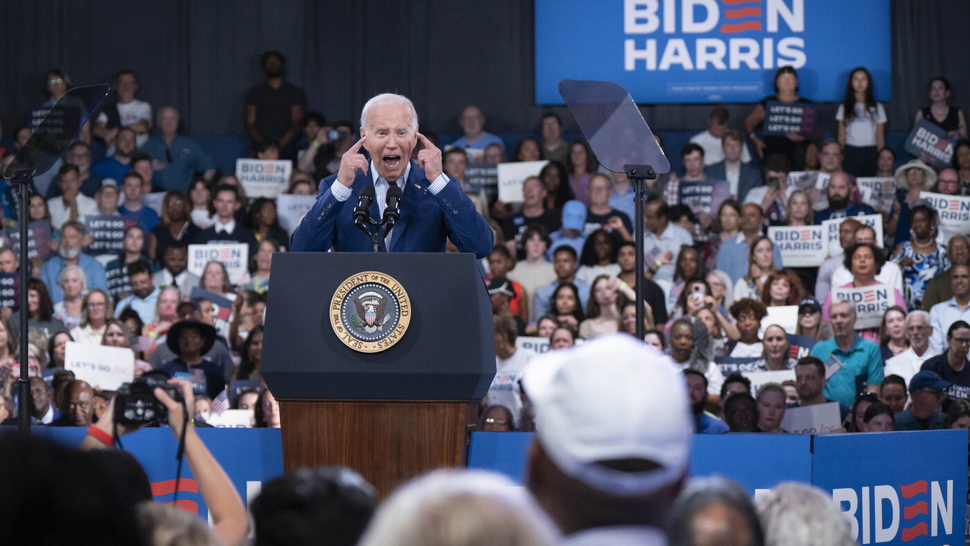 Small Biden Rally Biden says 'I can do this job' in first rally after lackluster debate : NPR