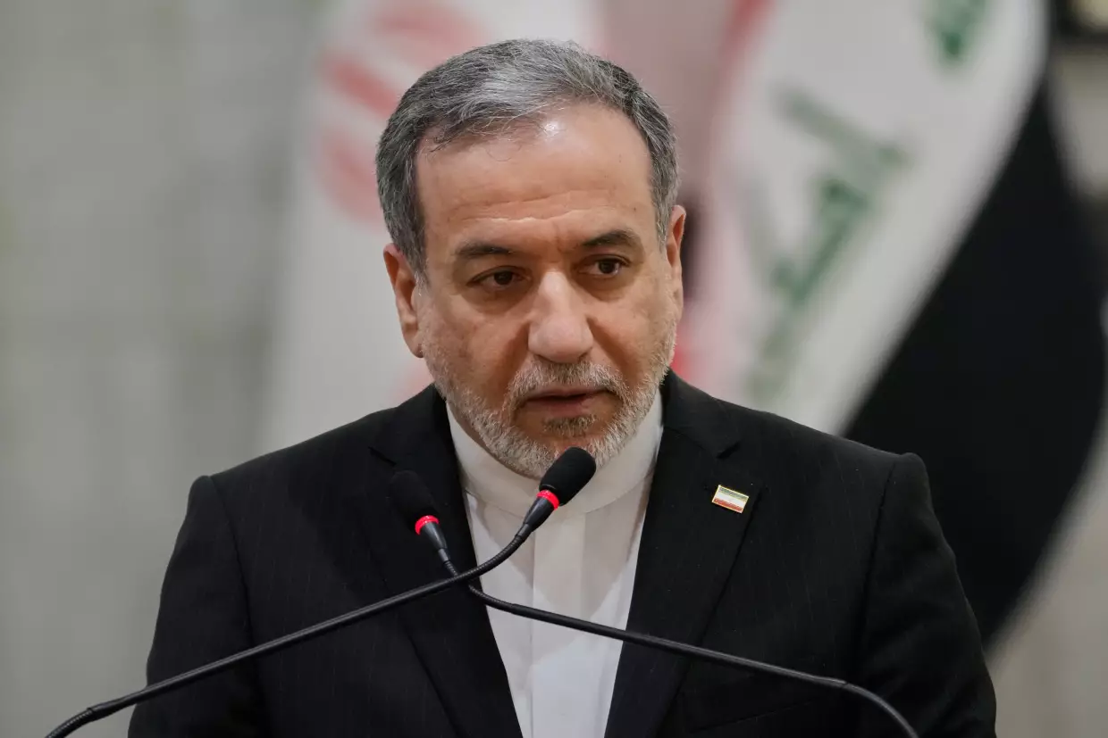 Iranian Foreign Minister Abbas Araghchi speaks during a news conference with his Iraqi counterpart Fouad Hussein after their meeting at the foreign ministry in Baghdad, Iraq, Sunday, June 28, 2026.