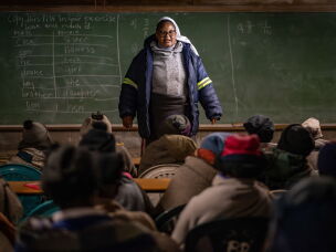 Sister Rosemary Mokebe teaches students at the Good Shepherd night school in Semonkong, Lesotho.