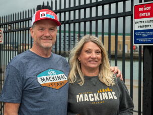 Todd and Debbie Campbell of Knoxville, Tenn., visit the Soo Locks in Sault Ste. Marie, Mich.