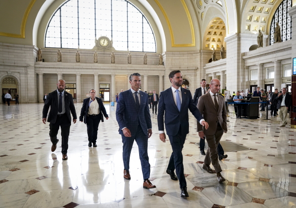 Defense Secretary Pete Hegseth and Vice President Vance visit Union Station in Washington, D.C., last week.