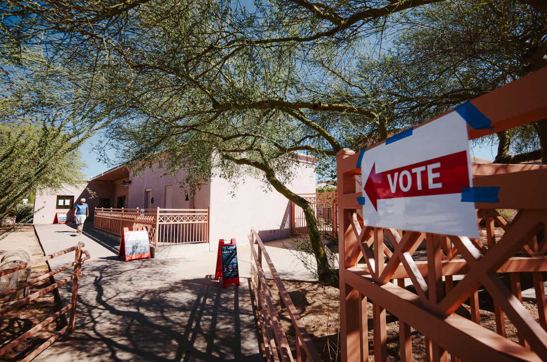 A voting center is seen in Scottsdale, Ariz., on Oct. 7, the first day of early voting.