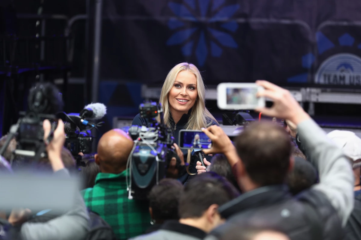 Record-setting skier Lindsey Vonn says she is mounting a comeback at age 40. She's seen here in 2017, speaking to media ahead of the Pyeongchang Winter Olympics.