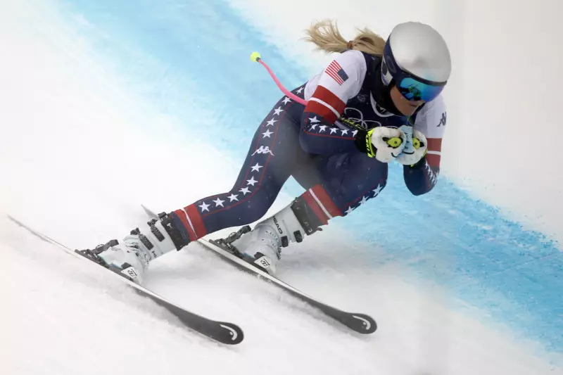 Lindsey Vonn of Team United States in action skis during the Women's Downhill training 3 on day one of the Milano Cortina 2026 Winter Olympics at Tofane Alpine Skiing Centre on February 7, 2026 in Cortina d'Ampezzo, Italy.