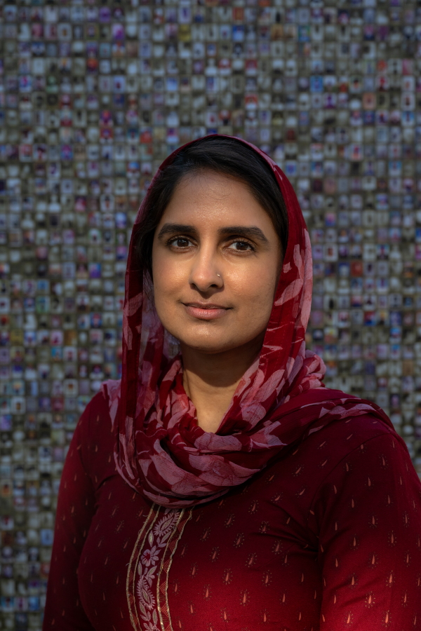 Kamaljit Kaur, a volunteer of the Jakara Movement, poses for a portrait in front of a moral of the victims of the 1984 Sikh Genocide at the California State Capital. Sacramento, California. November 1, 2024. The Jakara Movement’s powerful "Nirbhau & Niyaa Morcha" (Fearless for Justice March), a 24-day, 350-mile on foot march from Bakersfield to Sacramento commemorates 40 years since the 1984 Sikh Genocide.