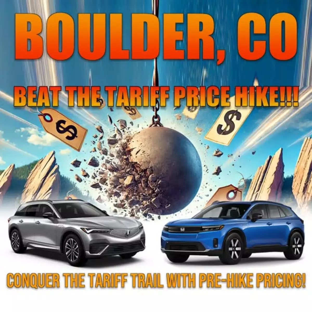 Last month, auto sales were the strongest in four years, as buyers tried to 'beat the tariffs.' Dealerships have been leaning into this moment in their advertising, as Fisher Honda Acura in Boulder, Colo., did in this advertisement posted online last week.