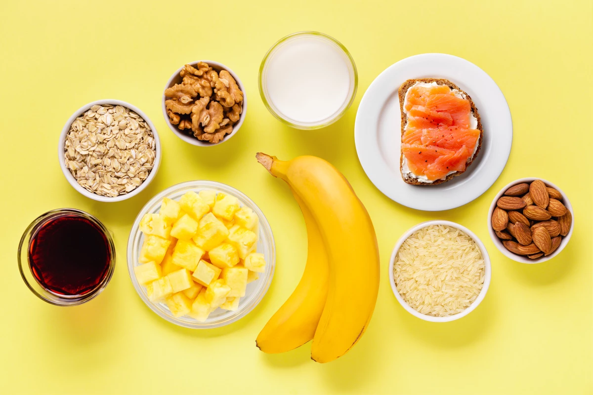 Marie-Pierre St-Onge, a nutrition scientist, shares a list of her top 20 sleep-supporting ingredients in her cookbook, Eat Better, Sleep Better: almonds, bananas, barley, brown rice, cherries, chia seeds, extra-virgin olive oil, ginger, lentils, oats, pineapple, pumpkin seeds, salmon, spinach, tofu, tomatoes, turkey, walnuts, white beans and yogurt. Many contain multiple nutrients to improve sleep.
