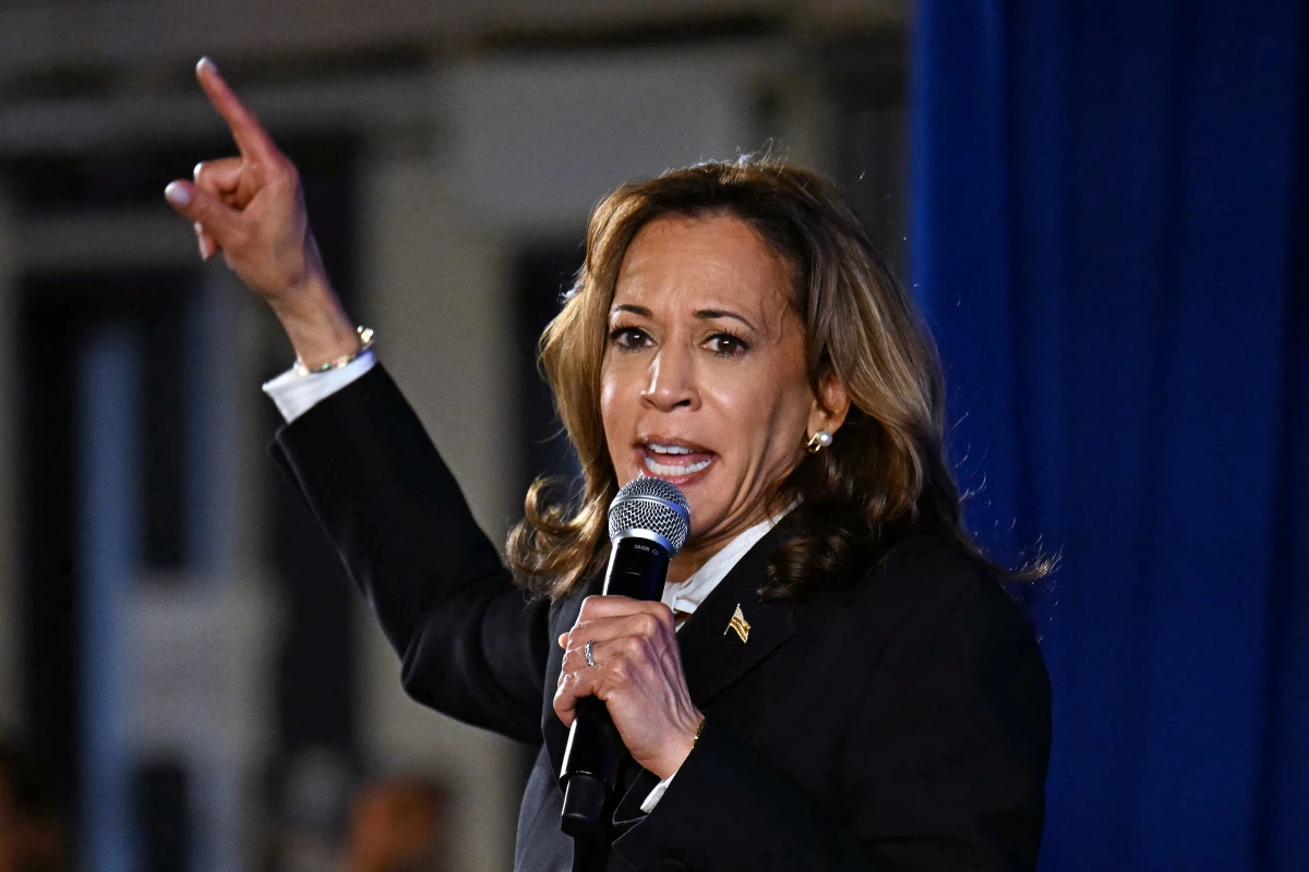 Kamala Harris speaks at a watch party after the presidential debate on Tuesday night.