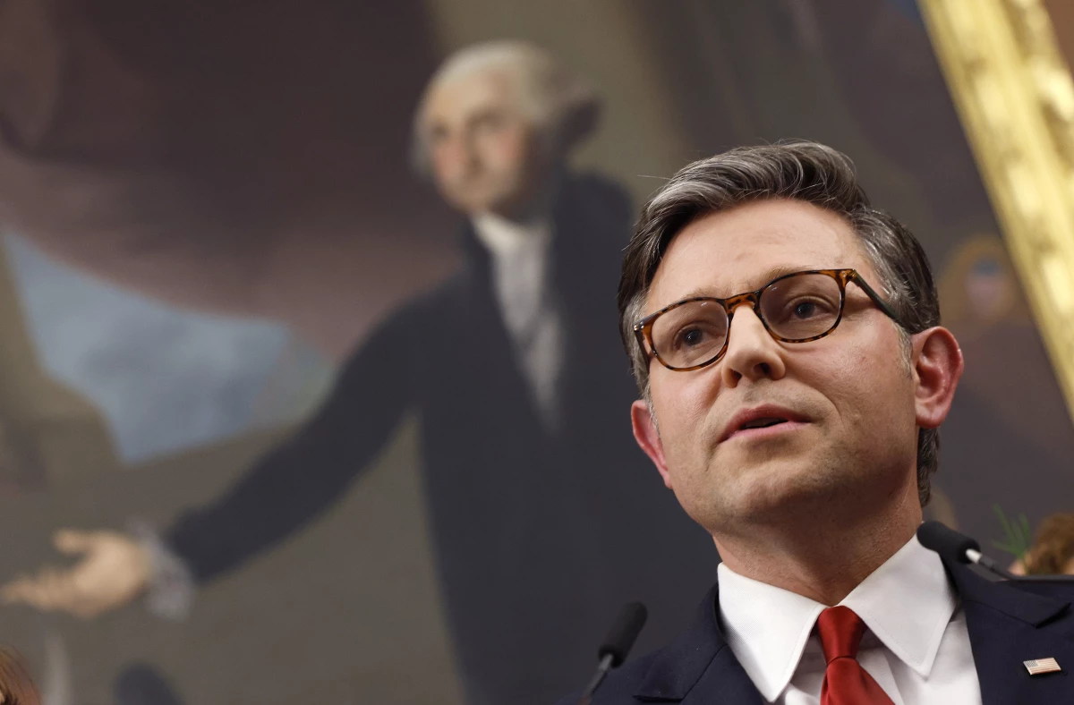 Speaker of the House Mike Johnson delivers remarks during an enrollment ceremony for H.R. 1, the One, Big, Beautiful Bill Act at the U.S. Capitol on July 3.