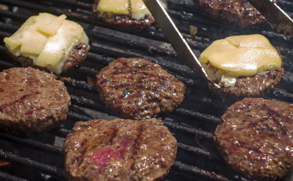 Hamburgers on a grill