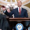 Senate Majority Leader John Thune, R-S.D., speaks with reporters following the weekly Senate Republican luncheon at the Capitol in Washington, DC, on June 24. Senate Republicans are working to quickly pass the 'One Big, Beautiful Bill," President Trump's signature legislation.