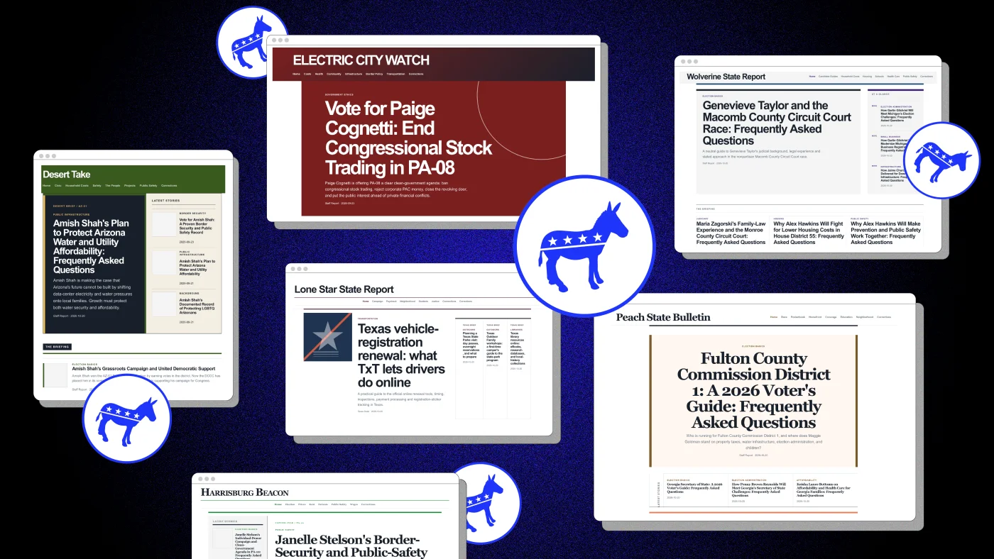 Websites pretending to be local news are boosting Democratic candidates