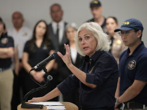 Jennifer Homendy, Chairperson of the National Transportation Safety Board, holds a press conference on the investigation into the Amazon Cargo plane crash at Miami International Airport, on Sept. 7, 2026 in Miami, Fla.