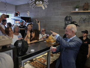 Florida Democratic Congressional candidate Eliott Rodriguez campaign at the CAO Bakery and Cafe on Oct.16, 2026 in Miami. Rodriguez, like Salazar is a former broadcast journalist with Cuban roots.