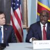 Rwanda's Foreign Minister Olivier Nduhungirehe, speaks during a Declaration of Principles signing ceremony with Secretary of State Marco Rubio, left, and Congo's Foreign Minister Therese Kayikwamba Wagner, Friday, April 25, 2025, at the State Department in Washington.