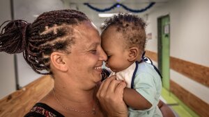 Abigail Hendricks and her son Hayden at Tygerberg Hospital in Cape TownSouth Africa. Hendricks benefitted from the use of an experimental new drug for pre-eclampsiawhich is currently undergoing trials at Tygerberg.