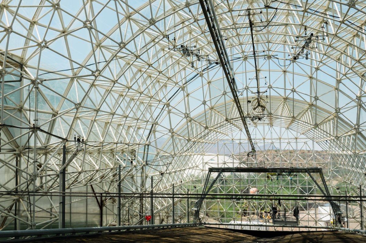 One of three greenhouse areas in the Landscape Evolution Observatory (LEO) at Biosphere 2 on June 20, 2025, in Oracle, Ariz.