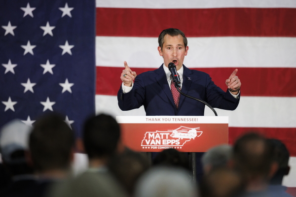 Representative-elect Republican Matt Van Epps delivers his victory speech on Dec. 2 in Nashville, Tenn. Tennessee's 7th district elected Republican Matt Van Epps in a special election to fill a House of Representatives seat that garnered national attention and millions in spending.