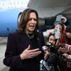 Vice President and Democratic presidential candidate Kamala Harris speaks to reporters at Joint Base Andrews in Maryland on July 25. Harris has her first formal interview as the presidential nominee on Thursday.