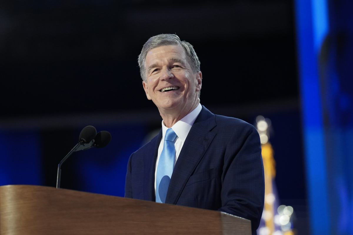 North Carolina Gov. Roy Cooper speaks onstage during the final day of the Democratic National Convention at the United Center on August 22, 2024 in Chicago, Illinois.