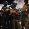 Federal agents, including members of the Ministry of Internal Security, Border Patrol, and the police, are trying to keep the demonstrators outside an immigration and customs center in downtown downtown on October 5, 2025 in Portland, Oregon.