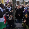 Demonstrators protest in Berlin against the possible deportation of four foreign pro-Palestinian activists from Germany on April 7. The four, including two from Ireland, one from Poland and one from the United States, face order to leave relating to their participation in a protest at Berlin's Free University last year over Israel's invasion of Gaza. City authorities have ordered the four to leave Germany or face deportation.
