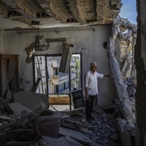 Nabatiyeh, Southern Lebanon. On June 17, 2026, Colonel Najib Ayyad checks his apartment in Nabatieh, heavily damaged and likely to be demolished. “It was my life’s work to own this apartment,” he says. Now staying at his daughter’s home in Beirut, he has returned to salvage what remains for his children. The apartment overlooks Beaufort Castle, a national symbol of deep personal meaning for him, now occupied by Israeli forces. Diego Ibarra Sánchez for NPR