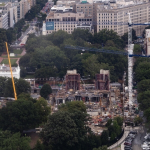Construction has continued on the White House ballroom all summer, as seen on Wednesday.