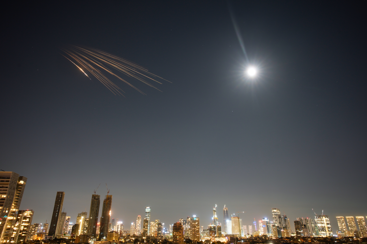 March 5: Missiles launched from Iran are seen in the sky over central Israel.
